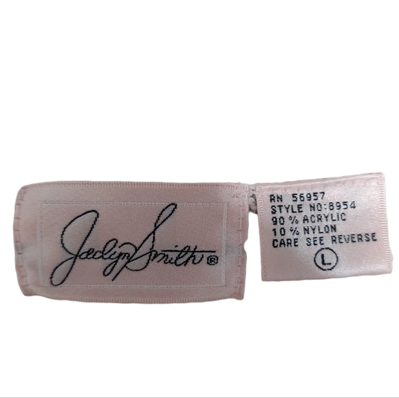 Jaclyn Smith VTG Knit Sweater Women's Large Beaded Floral Cream Pink Long Sleeve - Picture 7 of 16